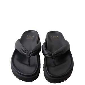 Lita by Ciana Black Flip Flops Lug Sole Sandal Size 8.5
